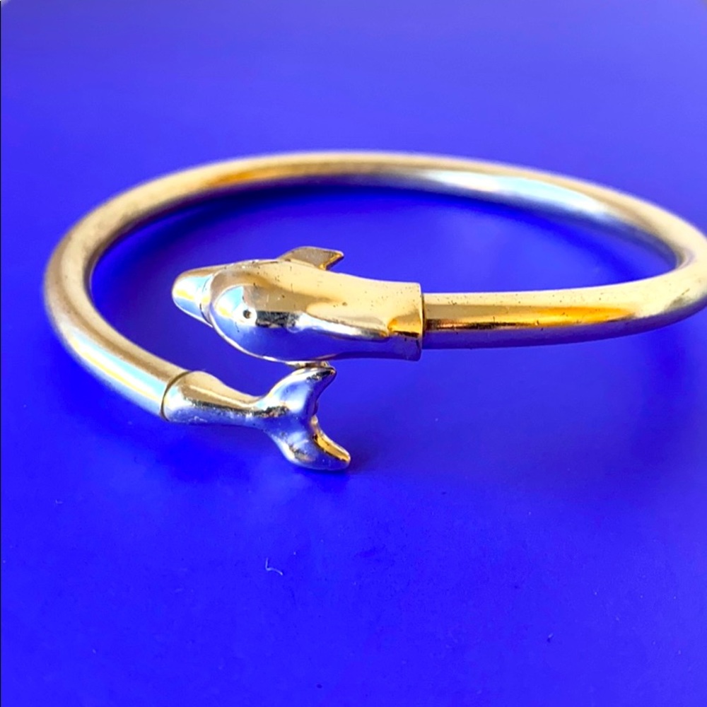 Vintage sterling silver wrap Dolphin bracelet